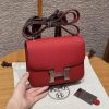 Hermes Constance 19 CM Bag Handmade In Epsom Calfskin Leather Silver Hardware Q5 Rouge Casque
