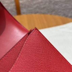 Hermes Constance 19 CM Bag Handmade In Epsom Calfskin Leather Silver Hardware Q5 Rouge Casque - Image 6