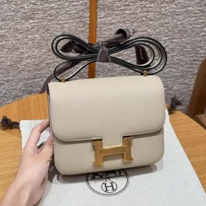 Hermes Constance 19 CM Bag Handmade In Epsom Calfskin Leather Gold Hardware S2 Trench