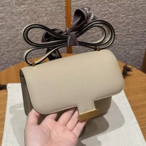 Hermes Constance 19 CM Bag Handmade In Epsom Calfskin Leather Gold Hardware S2 Trench - Image 14