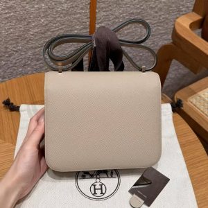 Hermes Constance 19 CM Bag Handmade In Epsom Calfskin Leather Rose Gold Hardware S2 Trench - Image 2