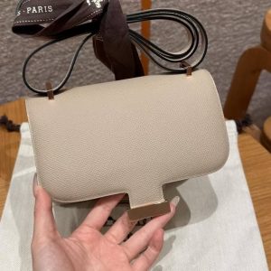 Hermes Constance 19 CM Bag Handmade In Epsom Calfskin Leather Rose Gold Hardware S2 Trench - Image 16