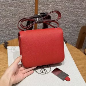 Hermes Constance 19 CM Bag Handmade In Epsom Calfskin Leather Enamel Fittings Hardware S3 Rouge Coeur - Image 2