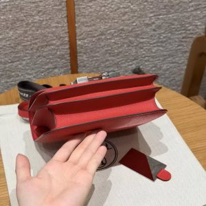 Hermes Constance 19 CM Bag Handmade In Epsom Calfskin Leather Enamel Fittings Hardware S3 Rouge Coeur - Image 17