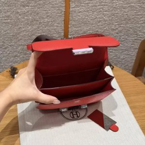 Hermes Constance 19 CM Bag Handmade In Epsom Calfskin Leather Enamel Fittings Hardware S3 Rouge Coeur - Image 16