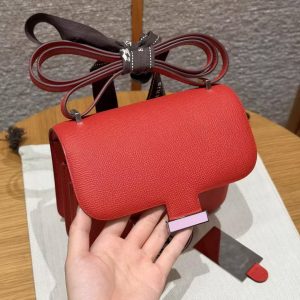 Hermes Constance 19 CM Bag Handmade In Epsom Calfskin Leather Enamel Fittings Hardware S3 Rouge Coeur - Image 11