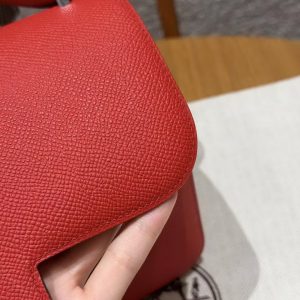 Hermes Constance 19 CM Bag Handmade In Epsom Calfskin Leather Enamel Fittings Hardware S3 Rouge Coeur - Image 10