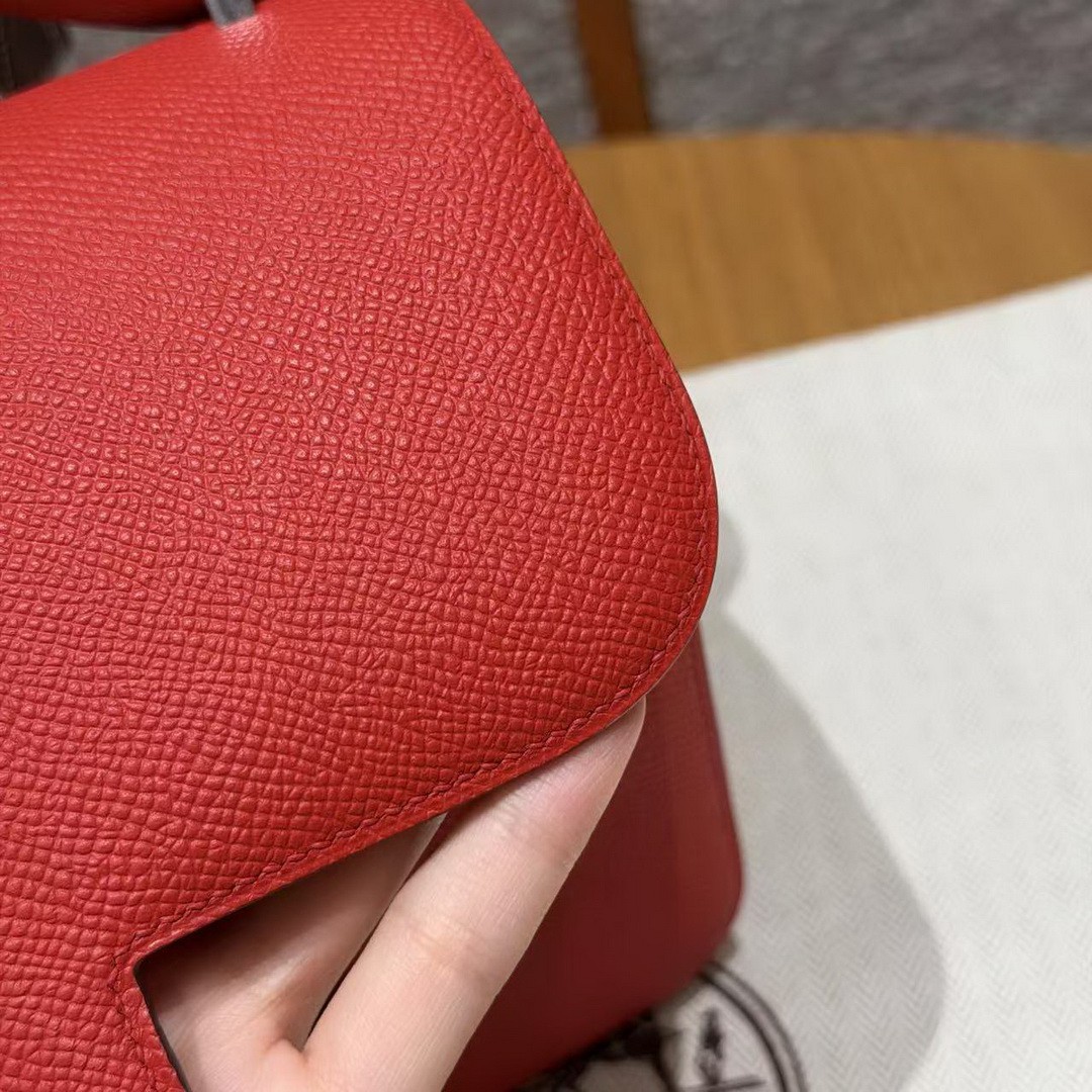 Hermes Constance 19 CM Bag Handmade In Epsom Calfskin Leather Enamel Fittings Hardware S3 Rouge Coeur - Image 10