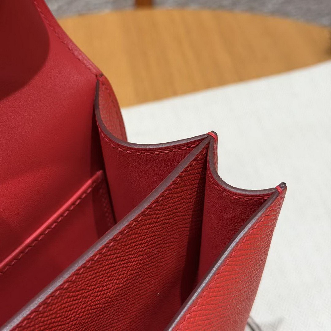 Hermes Constance 19 CM Bag Handmade In Epsom Calfskin Leather Enamel Fittings Hardware S3 Rouge Coeur - Image 9