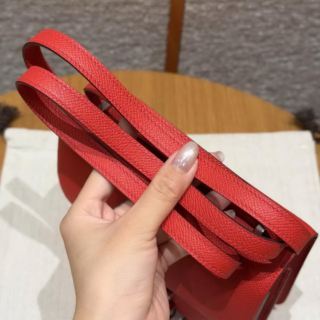 Hermes Constance 19 CM Bag Handmade In Epsom Calfskin Leather Enamel Fittings Hardware S3 Rouge Coeur - Image 4