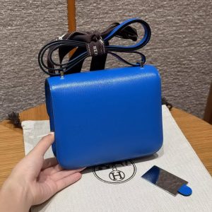 Alternative view of Hermes Constance 19 CM Bag Handmade In Chèvre Calfskin Leather Silver Hardware T7 Blue Hydra