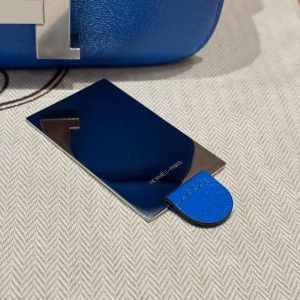 Hermes Constance 19 CM Bag Handmade In Chèvre Calfskin Leather Silver Hardware T7 Blue Hydra - Image 13