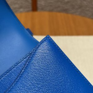 Hermes Constance 19 CM Bag Handmade In Chèvre Calfskin Leather Silver Hardware T7 Blue Hydra - Image 5