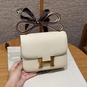Hermes Constance 19 CM Bag Handmade In Epsom Calfskin Leather Gold Hardware i2 Nata