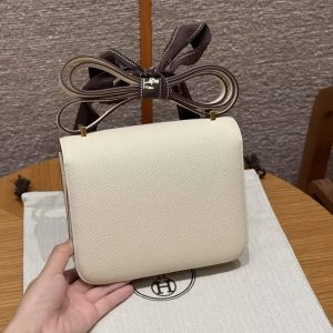 Hermes Constance 19 CM Bag Handmade In Epsom Calfskin Leather Gold Hardware i2 Nata - Image 16