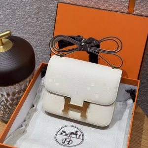 Hermes Constance 19 CM Bag Handmade In Epsom Calfskin Leather Gold Hardware i2 Nata - Image 8