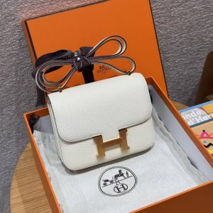 Hermes Constance 19 CM Bag Handmade In Epsom Calfskin Leather Gold Hardware i2 Nata - Image 7