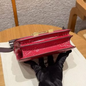 Hermes Constance 19 CM Bag Handmade In Alligator Leather from Mississippi Gold Hardware i6 Rose Extreme - Image 21