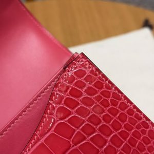 Hermes Constance 19 CM Bag Handmade In Alligator Leather from Mississippi Gold Hardware i6 Rose Extreme - Image 7