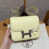 Hermes Constance 19 CM Bag Handmade In Swift Calfskin Leather Silver Hardware i8 Jaune Milton