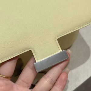 Hermes Constance 19 CM Bag Handmade In Swift Calfskin Leather Silver Hardware i8 Jaune Milton - Image 10