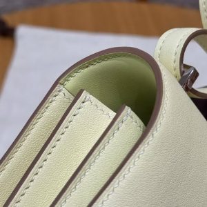 Hermes Constance 19 CM Bag Handmade In Swift Calfskin Leather Silver Hardware i8 Jaune Milton - Image 9
