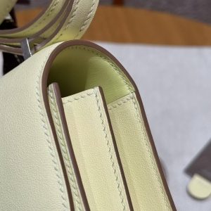 Hermes Constance 19 CM Bag Handmade In Swift Calfskin Leather Silver Hardware i8 Jaune Milton - Image 8