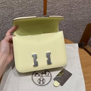 Hermes Constance 19 CM Bag Handmade In Swift Calfskin Leather Silver Hardware i8 Jaune Milton - Image 5