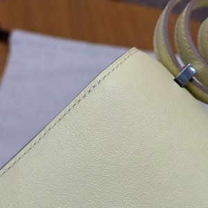 Hermes Constance 19 CM Bag Handmade In Swift Calfskin Leather Silver Hardware i8 Jaune Milton - Image 3