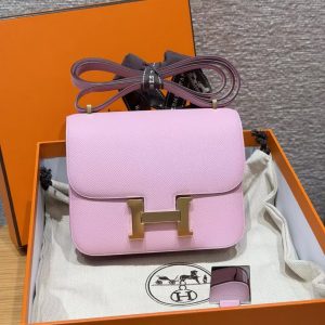 Hermes Constance 19 CM Bag Handmade In Epsom Calfskin Leather Gold Hardware X9 Mauve