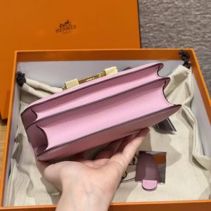 Hermes Constance 19 CM Bag Handmade In Epsom Calfskin Leather Gold Hardware X9 Mauve - Image 18