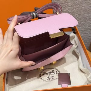 Hermes Constance 19 CM Bag Handmade In Epsom Calfskin Leather Gold Hardware X9 Mauve - Image 17