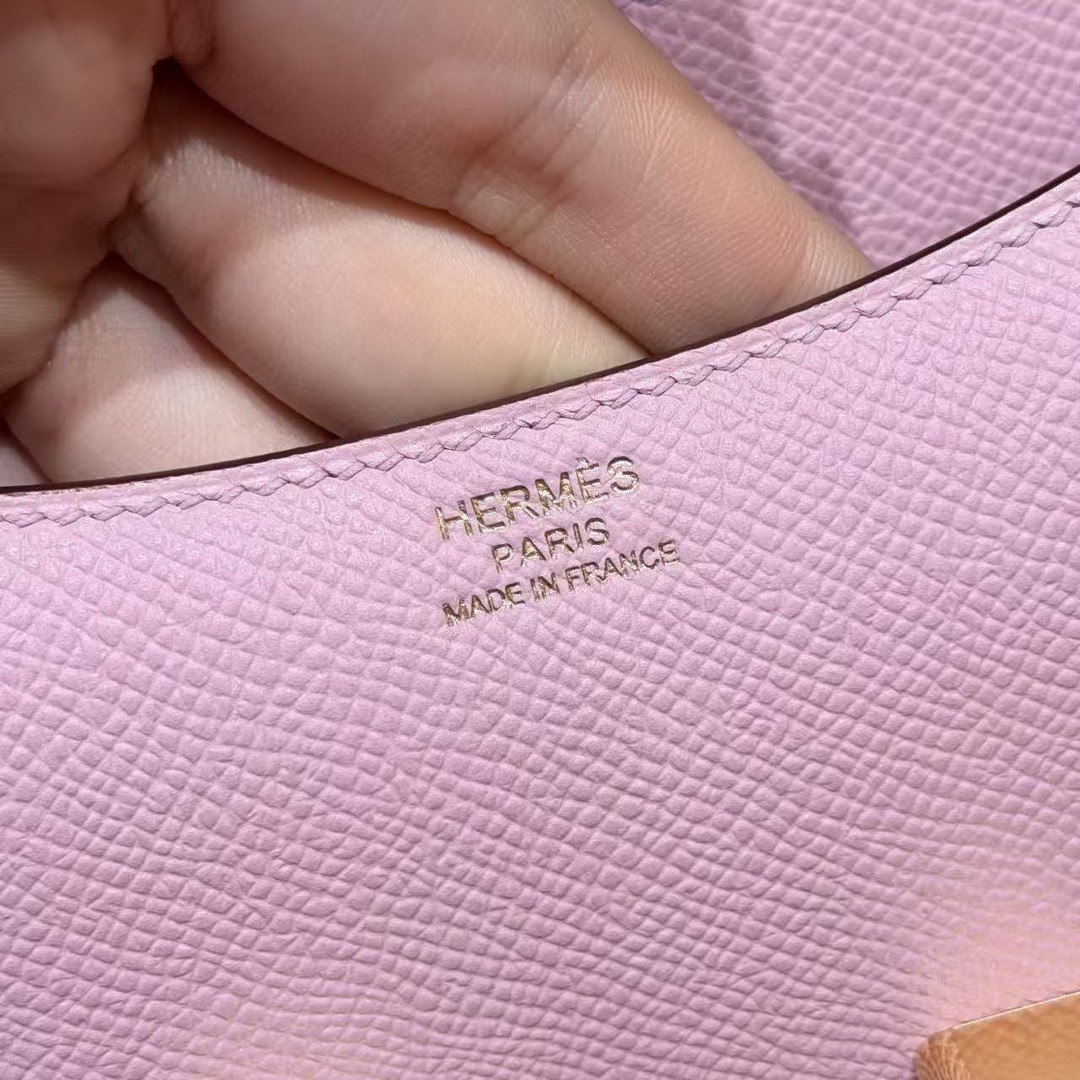 Hermes Constance 19 CM Bag Handmade In Epsom Calfskin Leather Gold Hardware X9 Mauve - Image 16