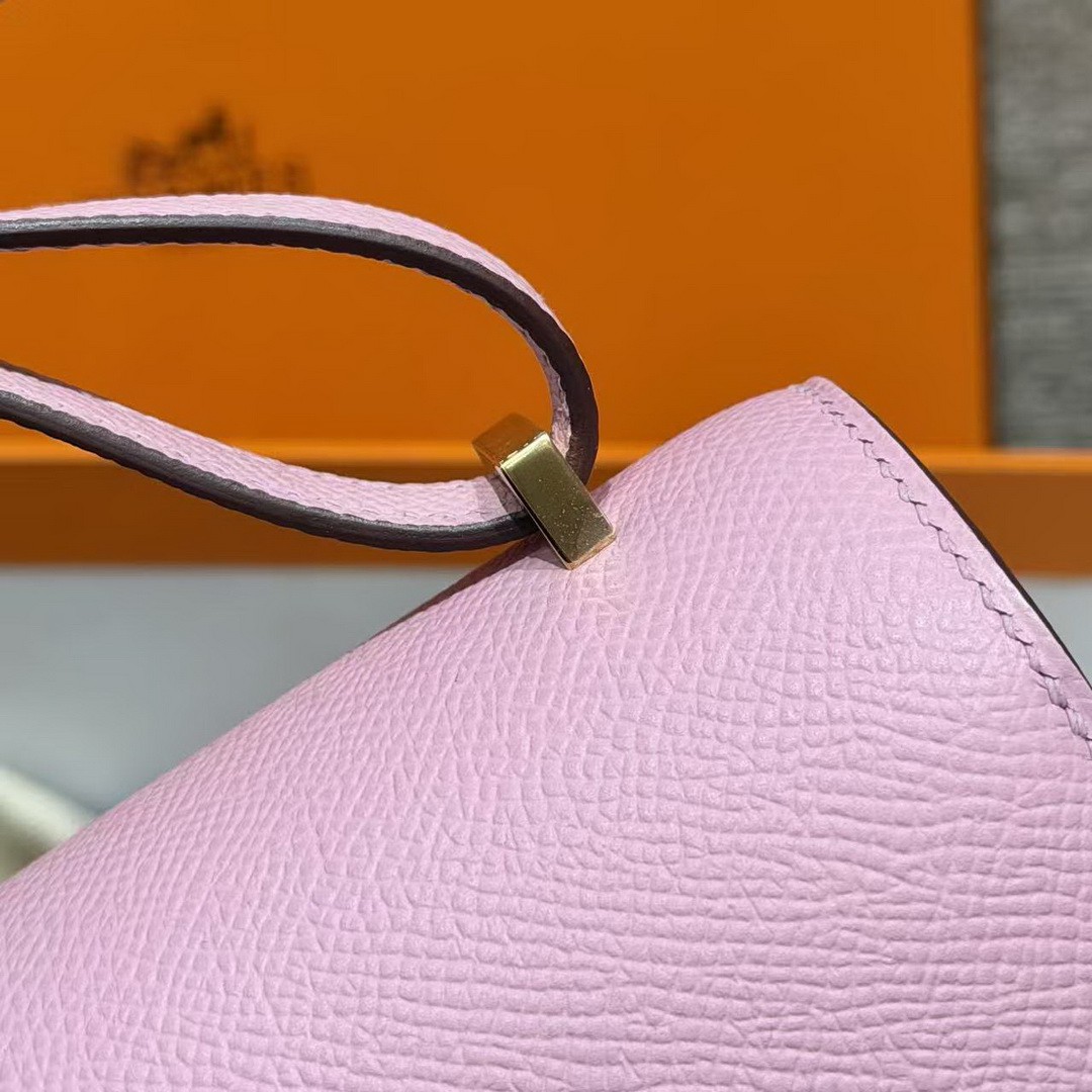 Hermes Constance 19 CM Bag Handmade In Epsom Calfskin Leather Gold Hardware X9 Mauve - Image 10