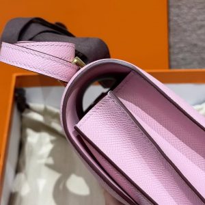 Hermes Constance 19 CM Bag Handmade In Epsom Calfskin Leather Gold Hardware X9 Mauve - Image 9
