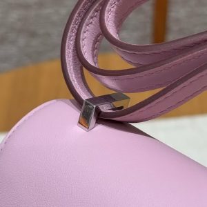 Hermes Constance 19 CM BagHandmade In Swift Calfskin Leather Silver Hardware X9 Mauve - Image 13