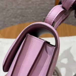 Hermes Constance 19 CM BagHandmade In Swift Calfskin Leather Silver Hardware X9 Mauve - Image 12