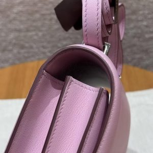 Hermes Constance 19 CM BagHandmade In Swift Calfskin Leather Silver Hardware X9 Mauve - Image 11