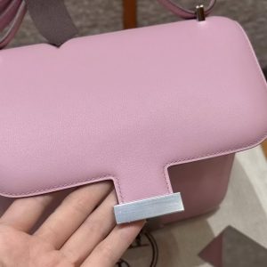 Hermes Constance 19 CM BagHandmade In Swift Calfskin Leather Silver Hardware X9 Mauve - Image 10