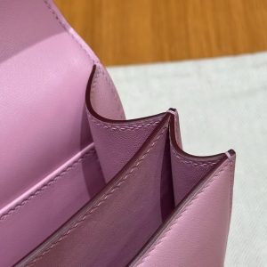 Hermes Constance 19 CM BagHandmade In Swift Calfskin Leather Silver Hardware X9 Mauve - Image 4