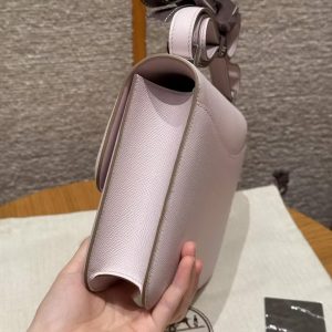 Hermes Constance 24 CM Bag Handmade In Epsom Calfskin Leather Silver Hardware 09 Mauve Pale - Image 17