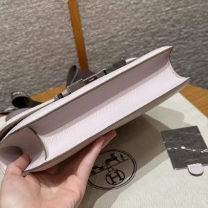 Hermes Constance 24 CM Bag Handmade In Epsom Calfskin Leather Silver Hardware 09 Mauve Pale - Image 16