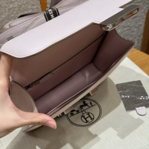 Hermes Constance 24 CM Bag Handmade In Epsom Calfskin Leather Silver Hardware 09 Mauve Pale - Image 15