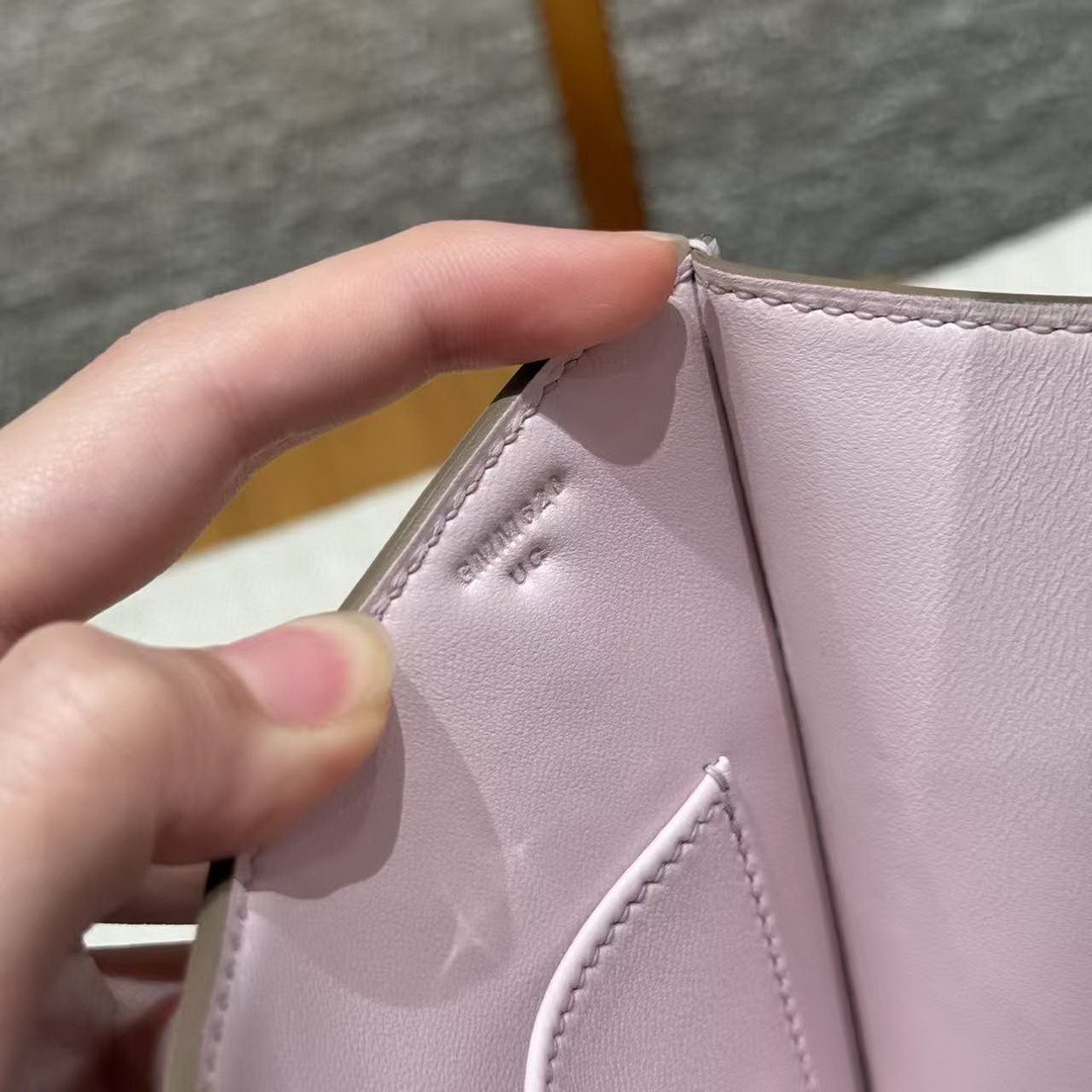 Hermes Constance 24 CM Bag Handmade In Epsom Calfskin Leather Silver Hardware 09 Mauve Pale - Image 14