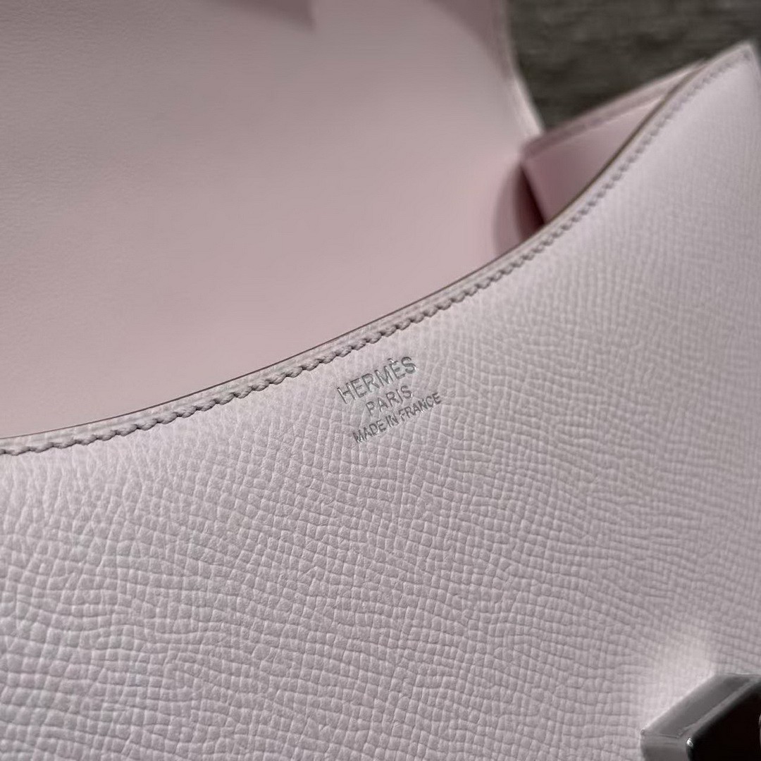 Hermes Constance 24 CM Bag Handmade In Epsom Calfskin Leather Silver Hardware 09 Mauve Pale - Image 12