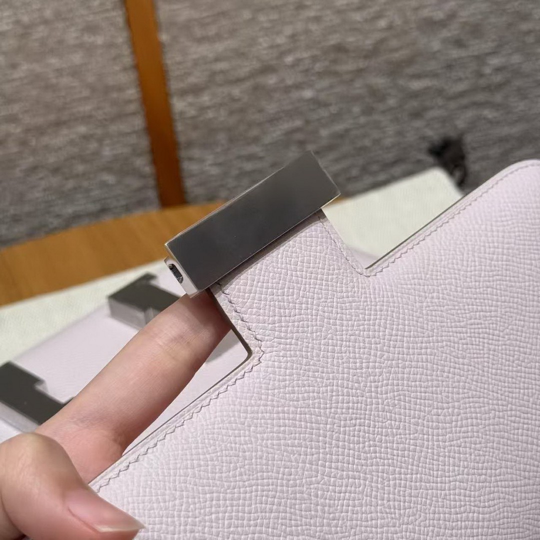 Hermes Constance 24 CM Bag Handmade In Epsom Calfskin Leather Silver Hardware 09 Mauve Pale - Image 8