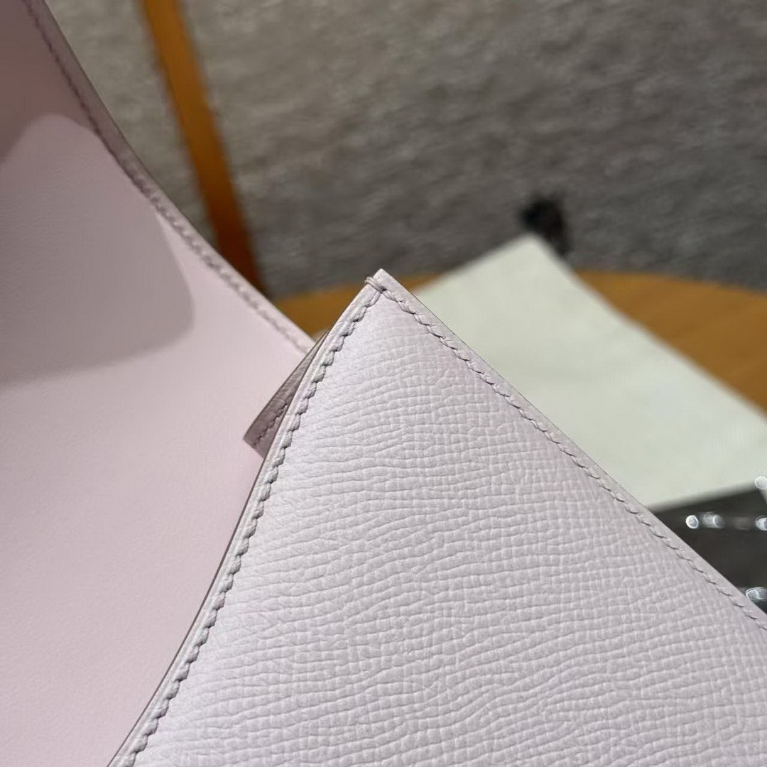 Hermes Constance 24 CM Bag Handmade In Epsom Calfskin Leather Silver Hardware 09 Mauve Pale - Image 7