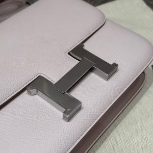 Hermes Constance 24 CM Bag Handmade In Epsom Calfskin Leather Silver Hardware 09 Mauve Pale - Image 5