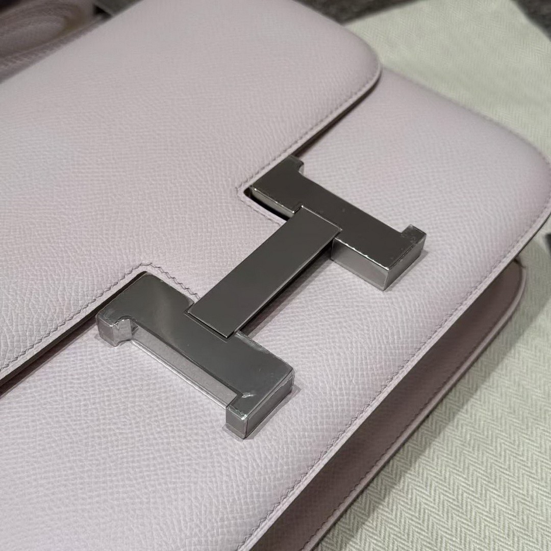Hermes Constance 24 CM Bag Handmade In Epsom Calfskin Leather Silver Hardware 09 Mauve Pale - Image 5