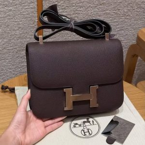 Hermes Constance 24 CM Bag Handmade In Epsom Calfskin Leather Rose Gold Hardware 0G Rouge Seller